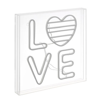 LOVE Square Contemporary Glam Acrylic Box USB Operated LED Neon Light - JONATHAN Y